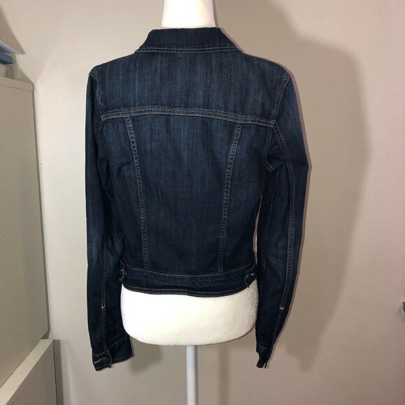 AMERICAN EAGLE Dark Wash Stretch Denim Jean Jacket ASO Elena Gilbert - Picture 5 of 13